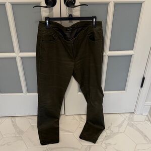 Lafayette 148 New York Mercer coated Olive Straight Leg Jeans